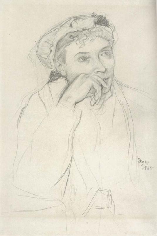 Edgar Degas Study for woman seated Beside a vass of flowers